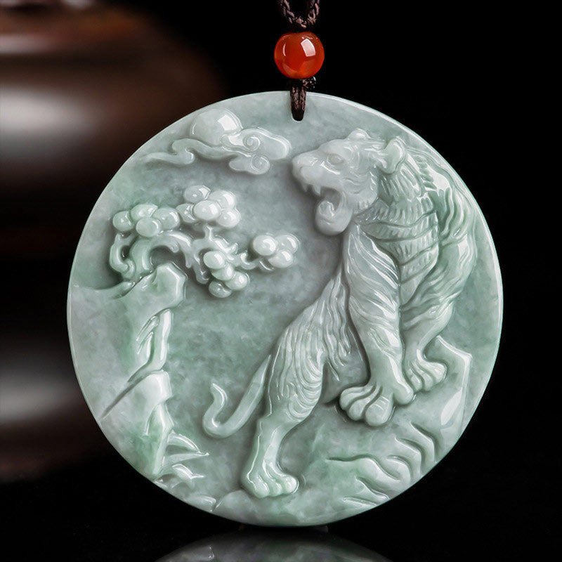 Buddha Stones Chinese dierenriem tijger jade Ketting met hanger - Jade - image 0
