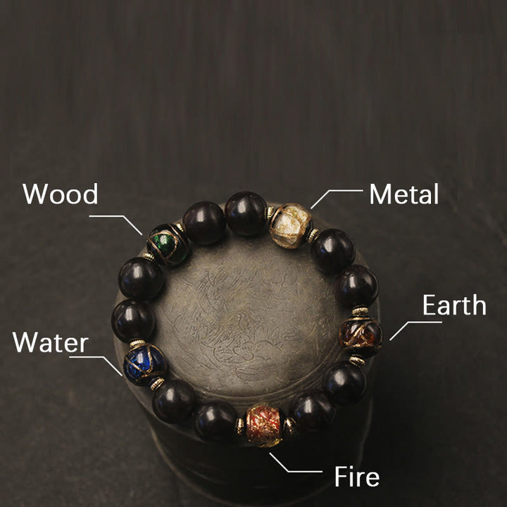 Buddha Stones Wierook met as van westerse zeepbes en Liuli-glaskralen als Armband van welvaart. - image 2