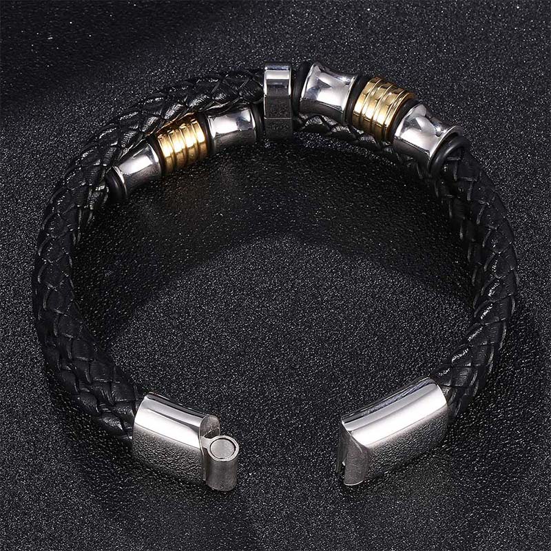 Buddha Stones Armband van gelaagd leer met weefpatroon - image 18
