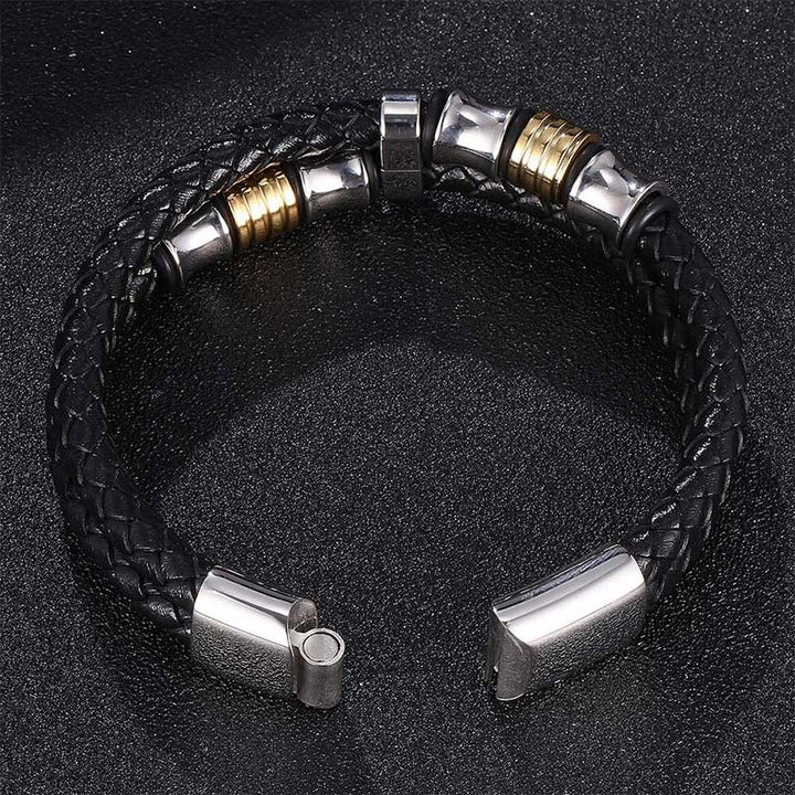 Buddha Stones Armband van gelaagd leer met weefpatroon - image 18