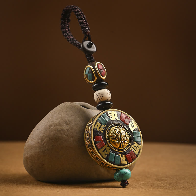 Buddha Stones Tibetaanse Om Mani Padme Hum Bodhi Seed Peace sleutelhanger - Om Mani Padme Hum Shankha - image 4