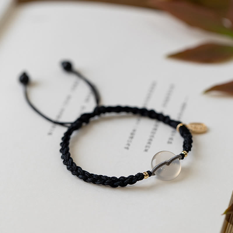 Buddha Stones Ronde chalcedoon vredesgesp positieve koord Armband - image 5