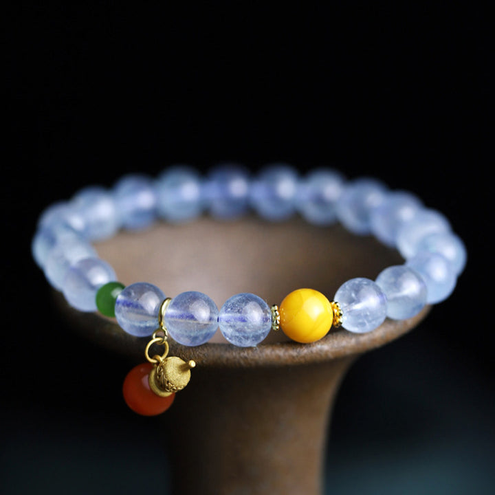 Buddha Stones Aquamarijn Rode Agaat Vredespompoen Armband - image 1