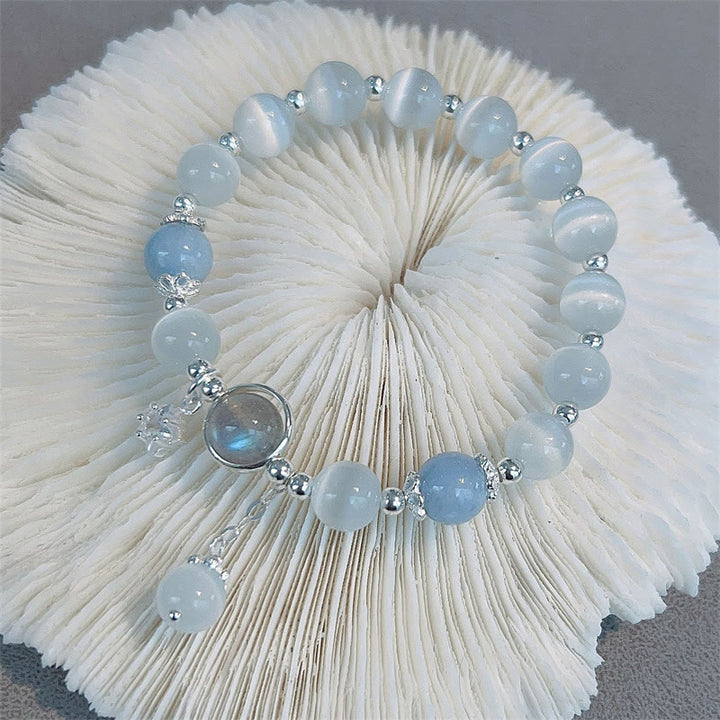 Buddha Stones Armband met bedeltjes van kattenoog, maansteen, vlinder en ster - image 11