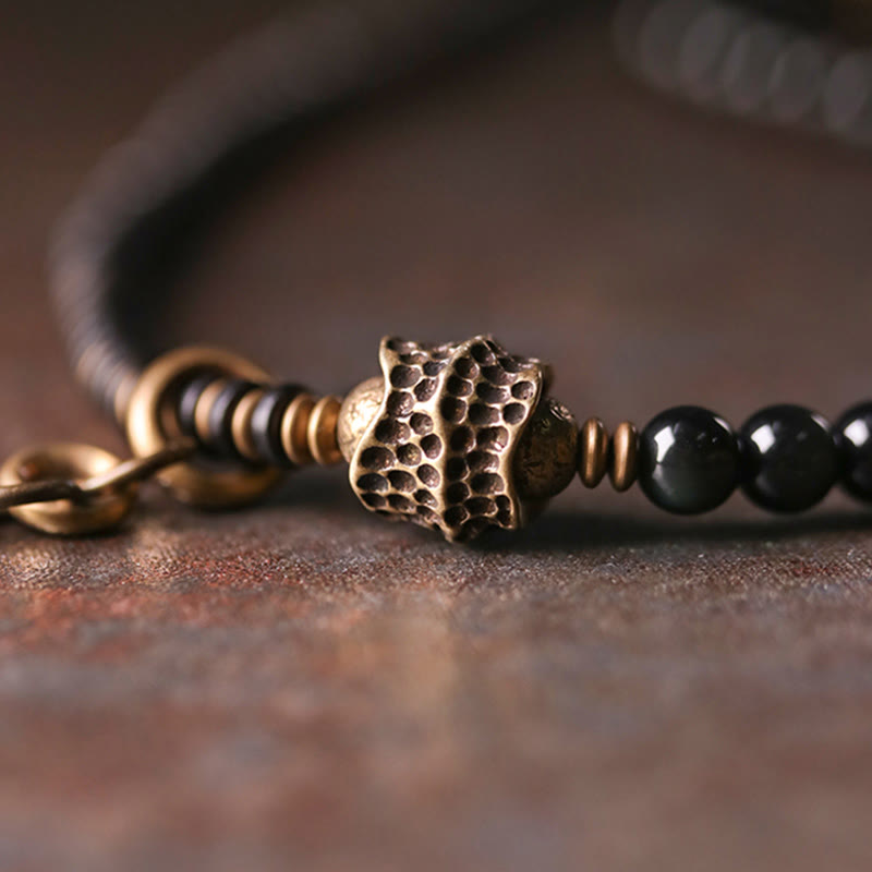 Buddha Stones Regenboog Obsidiaan Ebbenhout Koper Positieve Meerlaagse Armband - image 8