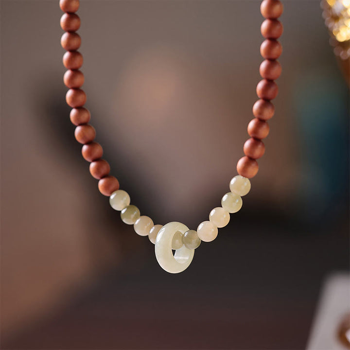 Buddha Stones Sandelhout Hetian Jade Armband met Dubbele Wikkel - image 2