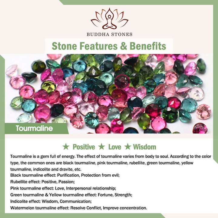 Buddha Stones Natuurlijke toermalijn Ring met positieve liefdesboodschap - image 13