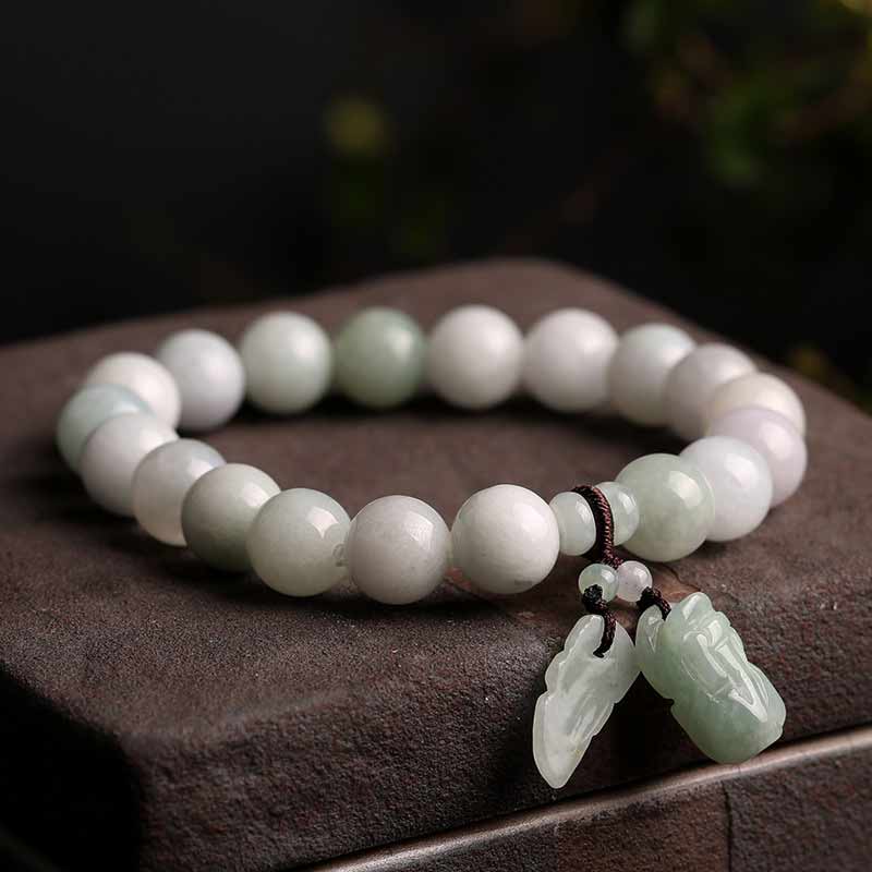 Buddha Stones Armband van natuurlijke jade, Pi Xiu Boeddha, kalebas en appel voor succes - image 1