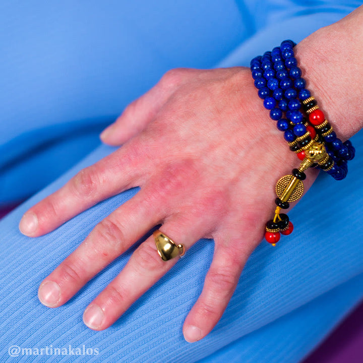 Buddha Stones Tibetaanse Mala Lapis Lazuli Lazuriet positieve Armband - image 5