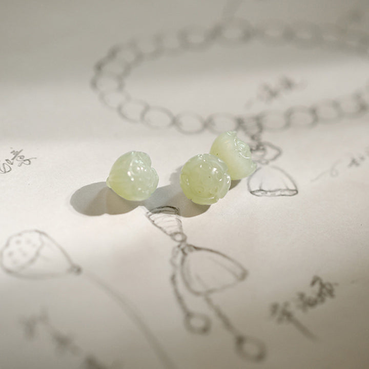 Buddha Stones Witte agaat jade lotus Armband - image 8