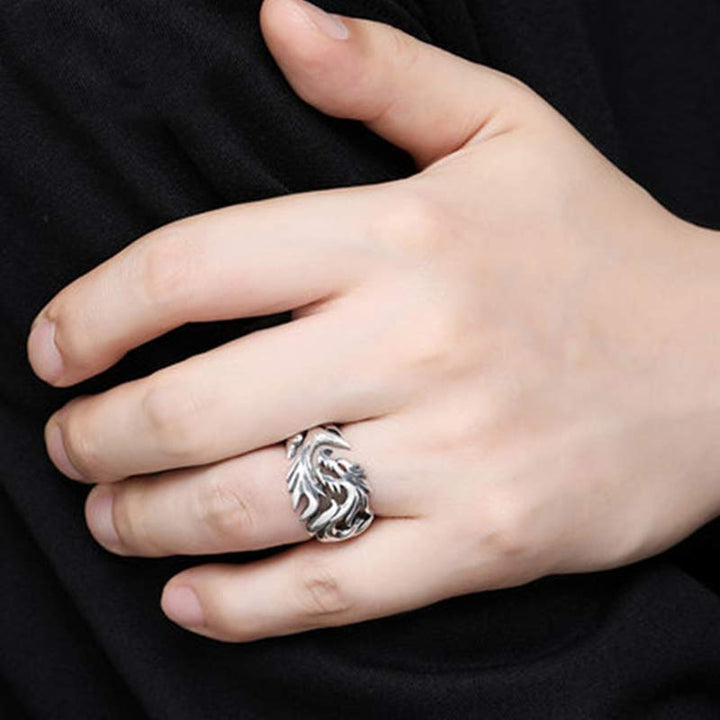 Buddha Stones Verstelbare Ring met drakenpatroon voor extra bescherming. - image 3