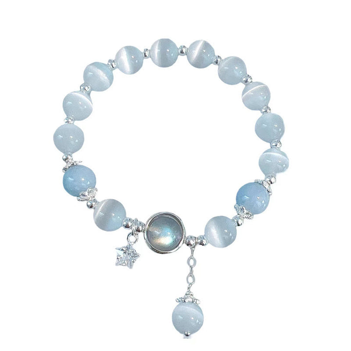 Buddha Stones Armband met bedeltjes van kattenoog, maansteen, vlinder en ster - image 16
