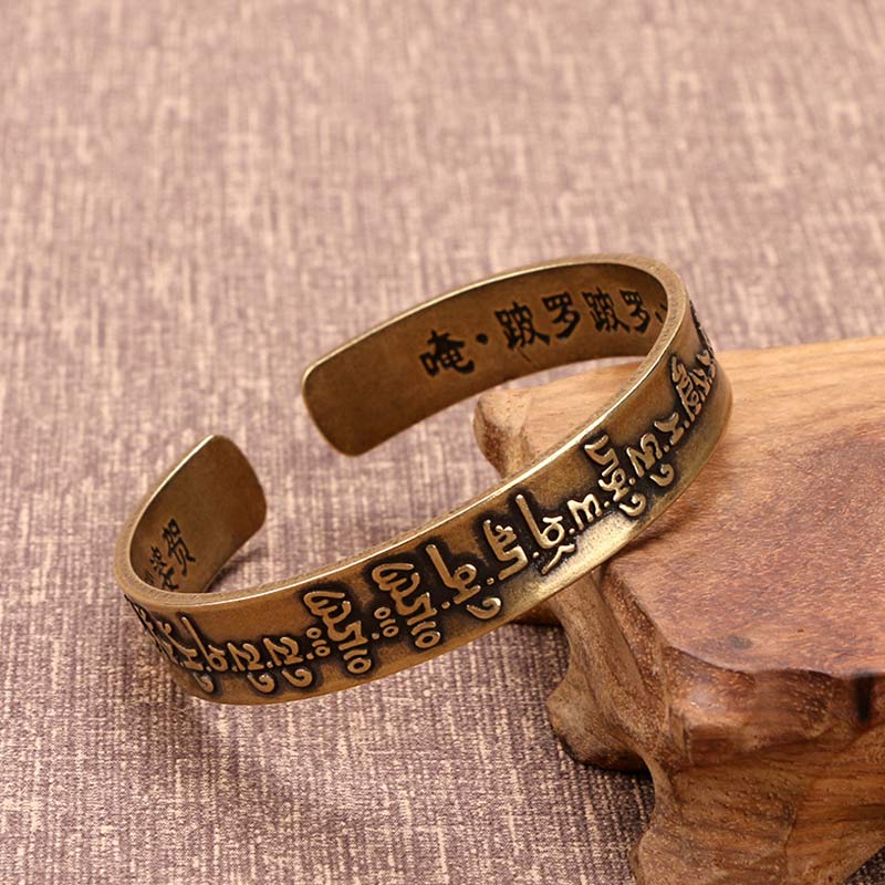 Buddha Stones Tibetaanse Mahāpratisarā Mantra Sanskriet Koper Messing Genezende Bangle-armband - image 0