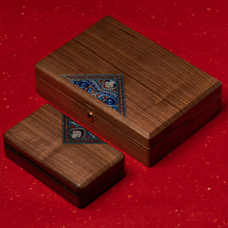 Vintage handgemaakte Sieraden opbergdoos van zwart walnoothout, houten geschenkdoos - image 14