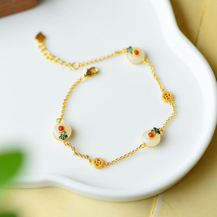 Buddha Stones Vredesgesp witte jade Armband van koper - image 1