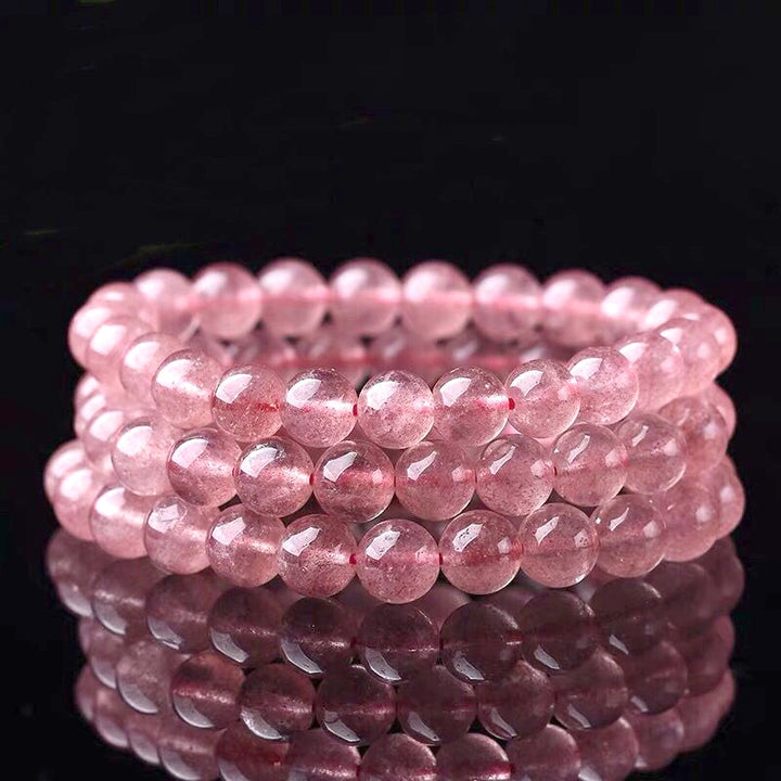 Buddha Stones Armband van natuurlijke rozenkwarts met de tekst &