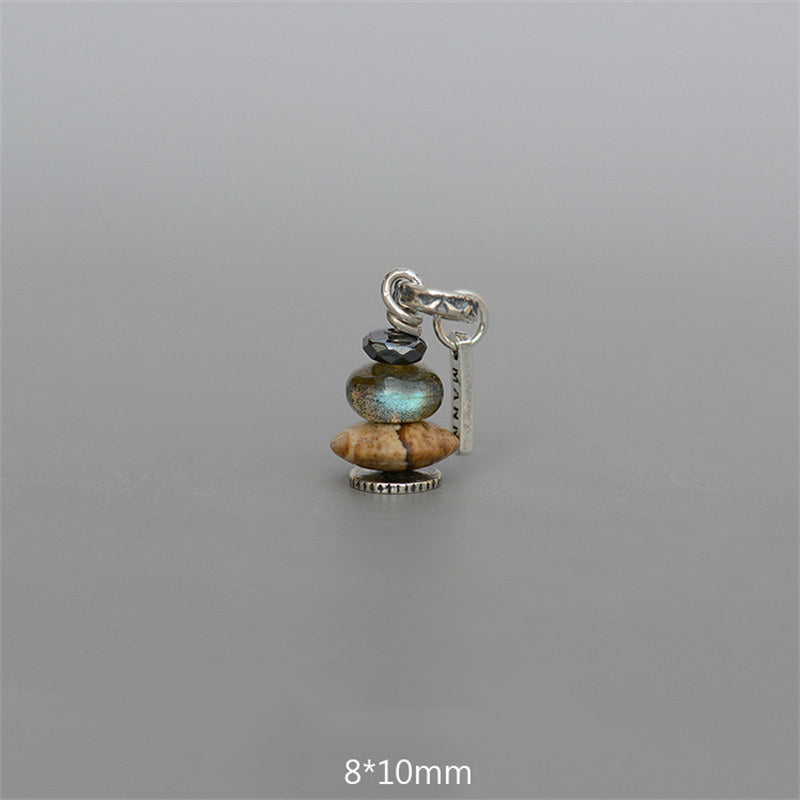 Buddha Stones Zen Cairn Labradoriet Diverse Kristallen Kalmerende Hanger Ketting - Hanger met hematiet, labradoriet en landschapssteen, 8 x 10mm - image 9
