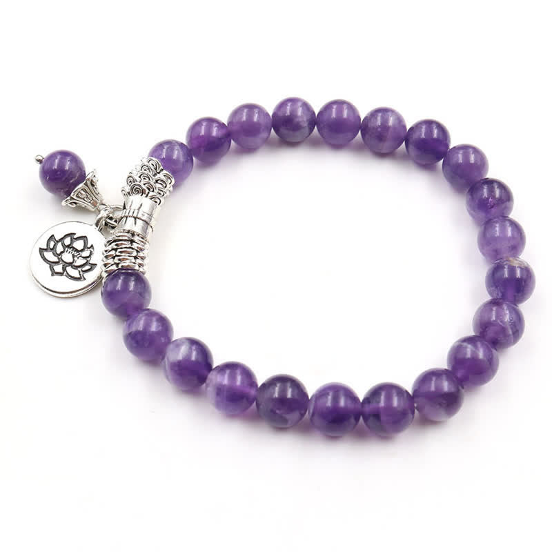 Buddha Stones Amethist kristallen lotus helende balans Armband - image 5