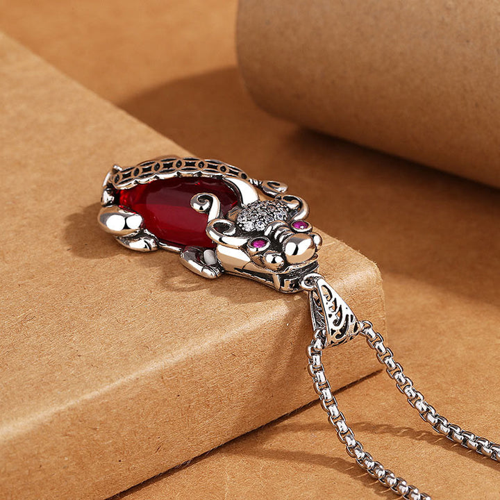 Buddha Stones PiXiu Garnet Koperen Munt Ketting Hanger - image 2