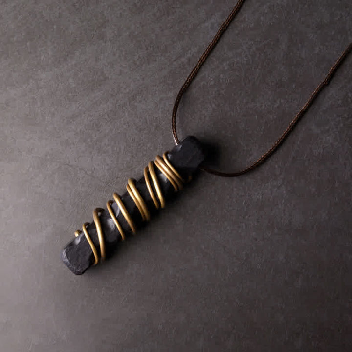 Buddha Stones Halskettinghanger van Tibetaans ebbenhout en messing met balans- en Ketting - Ebbenhout (Balans ♥ Rust) - image 1