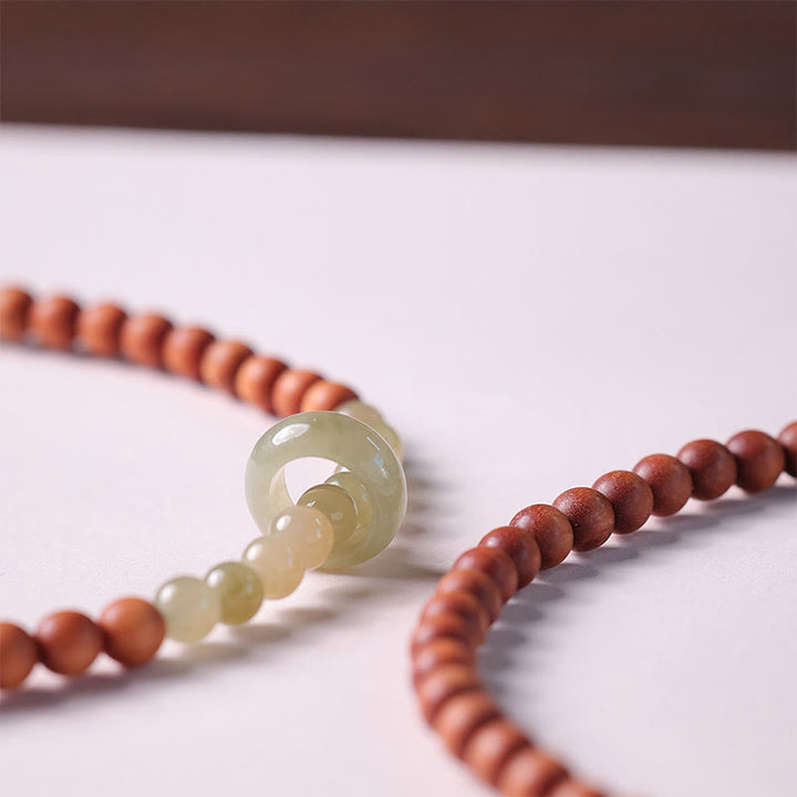 Buddha Stones Sandelhout Hetian Jade Armband met Dubbele Wikkel - image 3