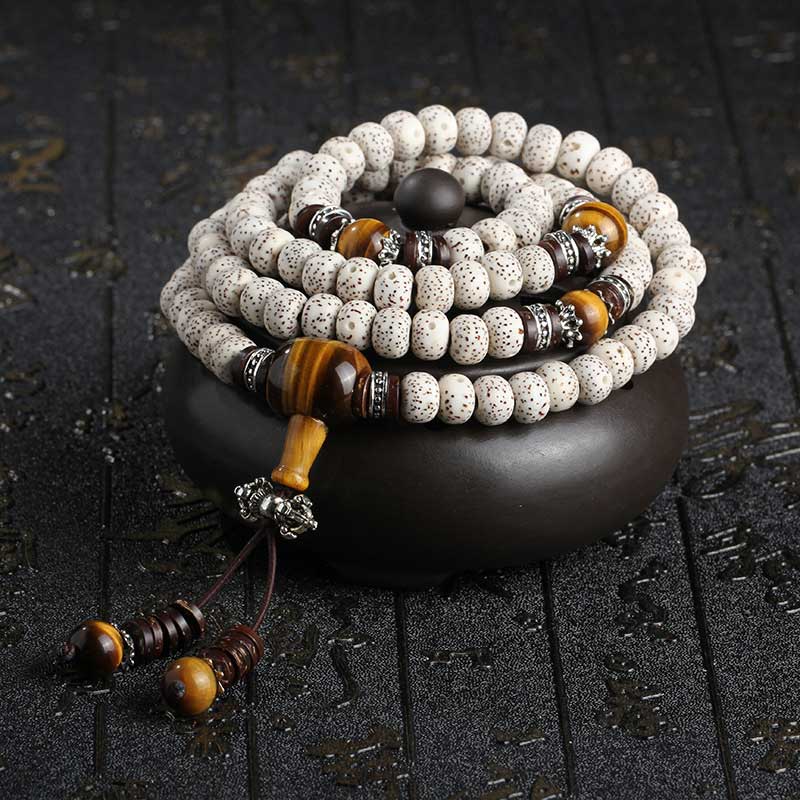 Buddha Stones Handgemaakte Tibetaanse tijgeroog Bodhi-zaad Armband - image 1