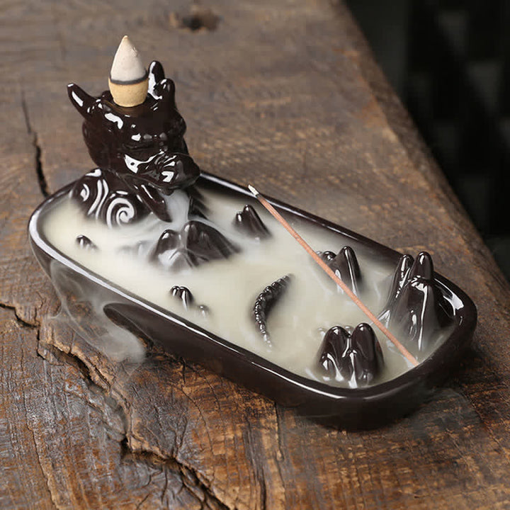 Buddha Stones Keramische Wierook met drakenberg-thema. - Zwart - image 12