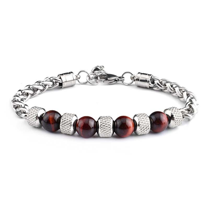 Buddha Stones Armband met zwarte onyx en tijgeroog kralen voor moed - Rode tijgeroog 8mm - image 7