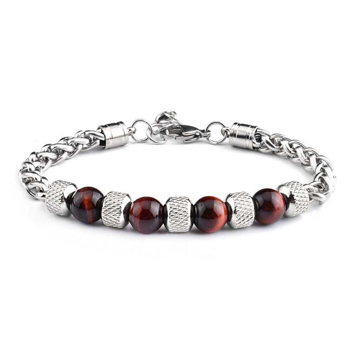 Buddha Stones Armband met zwarte onyx en tijgeroog kralen voor moed - Rode tijgeroog 8mm - image 7