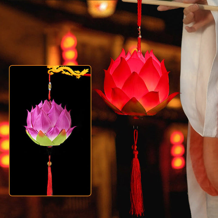 Buddha Stones DIY Lotusbloem Drakenlantaarn Kwastjes Lamp Decoratie - Paarse Lotuslantaarn (zelfmontage) - image 25