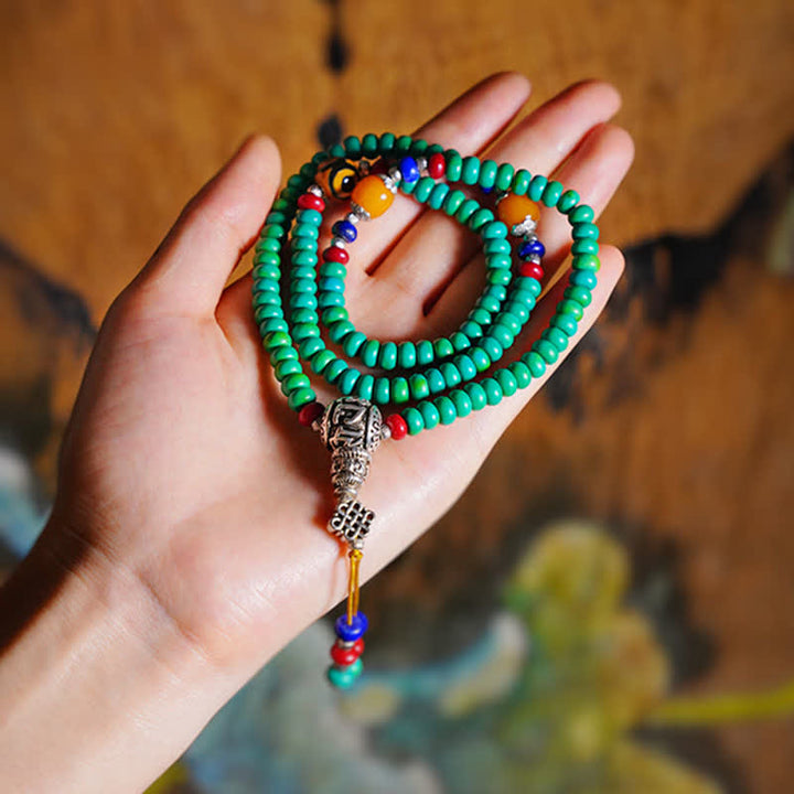 Buddha Stones 108 Mala kralen Tibetaanse turkooizen Dzi kralen Armband - image 3