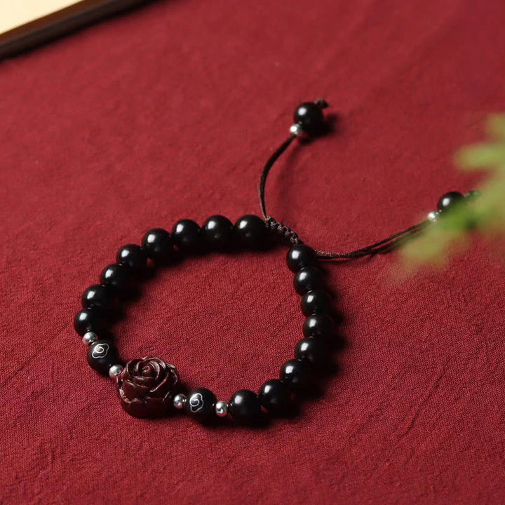 Buddha Stones Kleine blaadjes rode sandelhout kalmerende Armband - Rood sandelhout met kleine blaadjes (houdt boze geesten op afstand ♥ Bescherming) - image 0