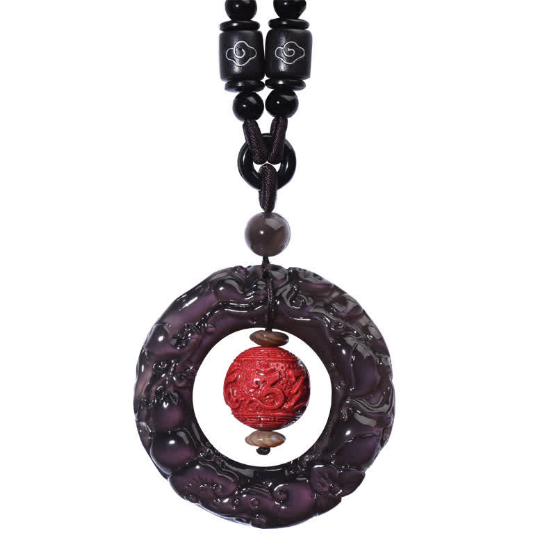 Buddha Stones Feng Shui Natuurlijke Regenboog Obsidiaan PiXiu Cinnaber Genezende Ketting - image 11