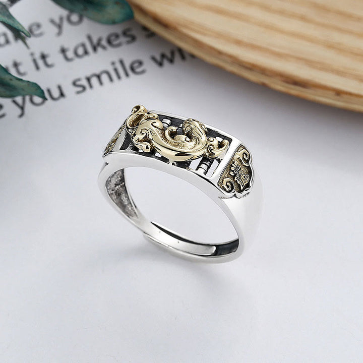 Buddha Stones Verstelbare PiXiu geluks- en Ring van 925 sterling zilver - image 1