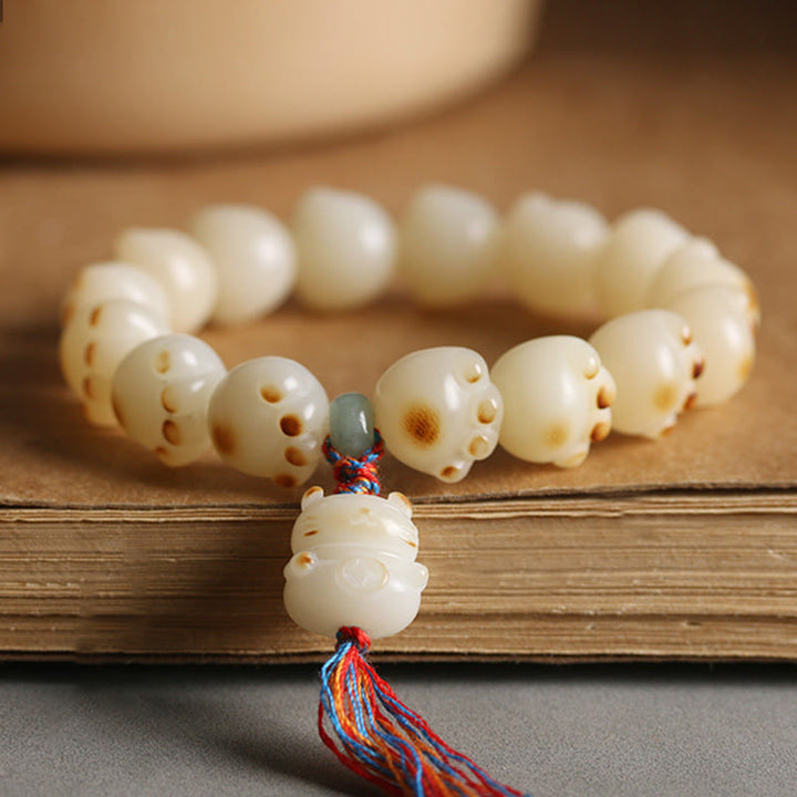 Buddha Stones Schattige gelukskat Bodhizaad kattenpoot Armband - Bodhizaad Kattenpoot Kleurrijke Kwastje - image 0