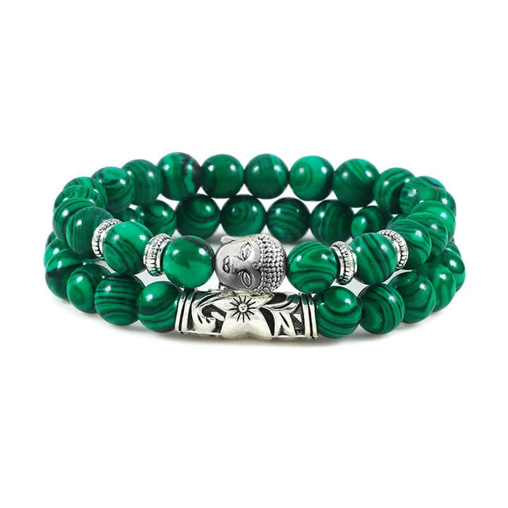 Buddha Stones 2 stuks natuurlijke kristallen agaat Boeddha Armband - Malachiet - image 24