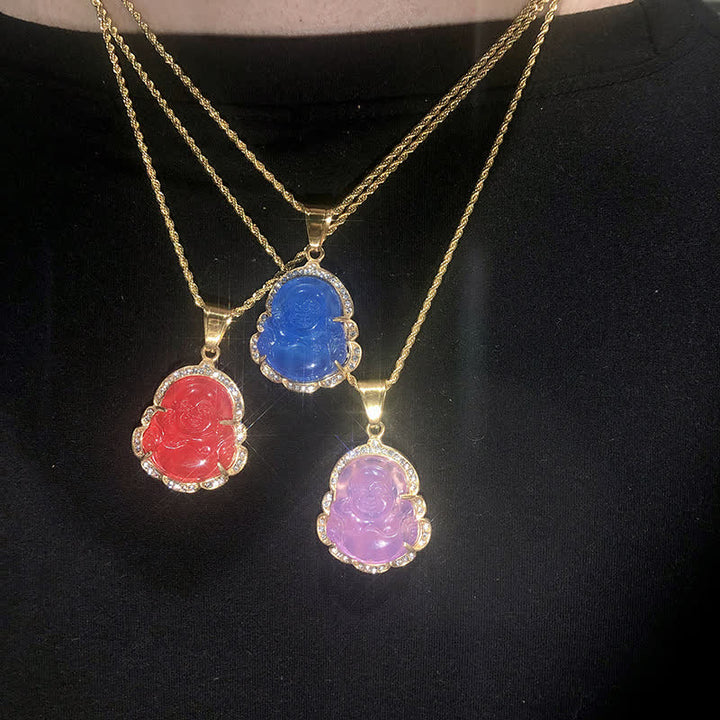 Buddha Stones Ketting met lachende Boeddha van jade, 18 karaats verguld - image 19