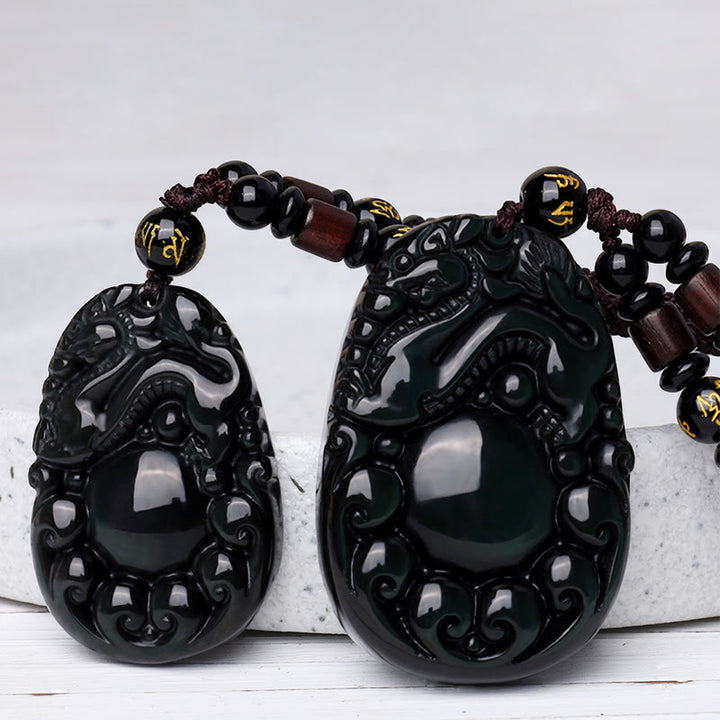 Buddha Stones Tibetaanse positieve regenboog obsidiaan PiXiu Ketting - image 7