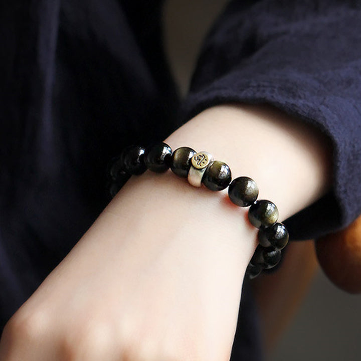 Buddha Stones Chinese dierenriem geboorte Boeddha Obsidiaan Armband - image 4