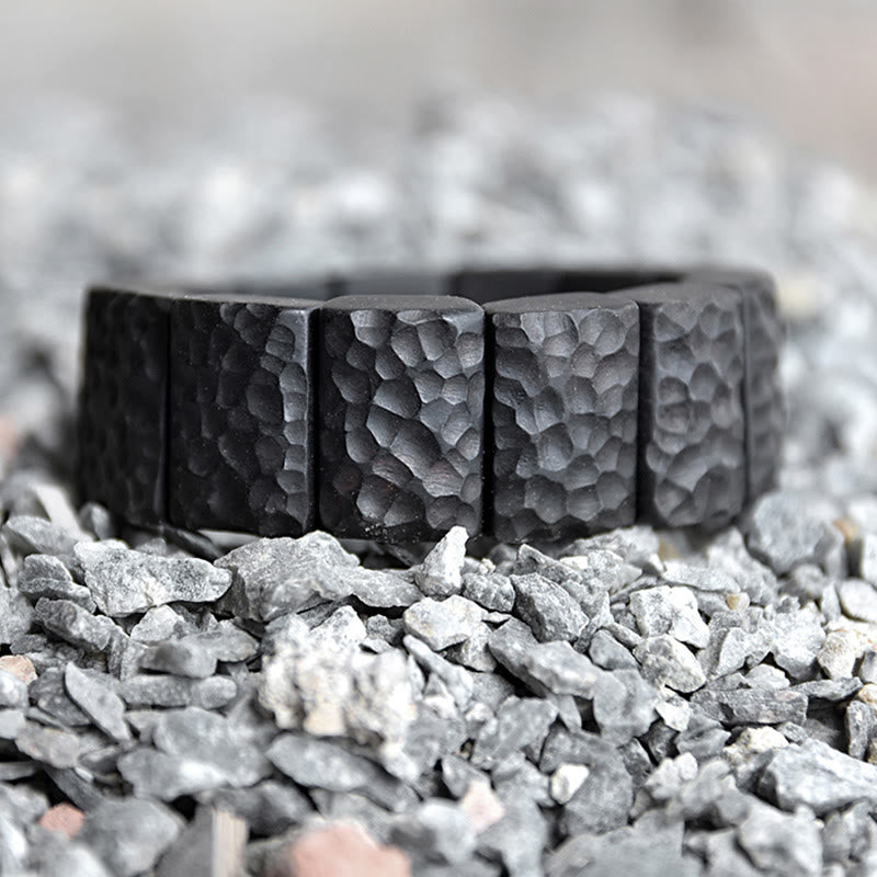 Buddha Stones Vintage Armband met ebbenhouten textuur en vredesmotief - image 4