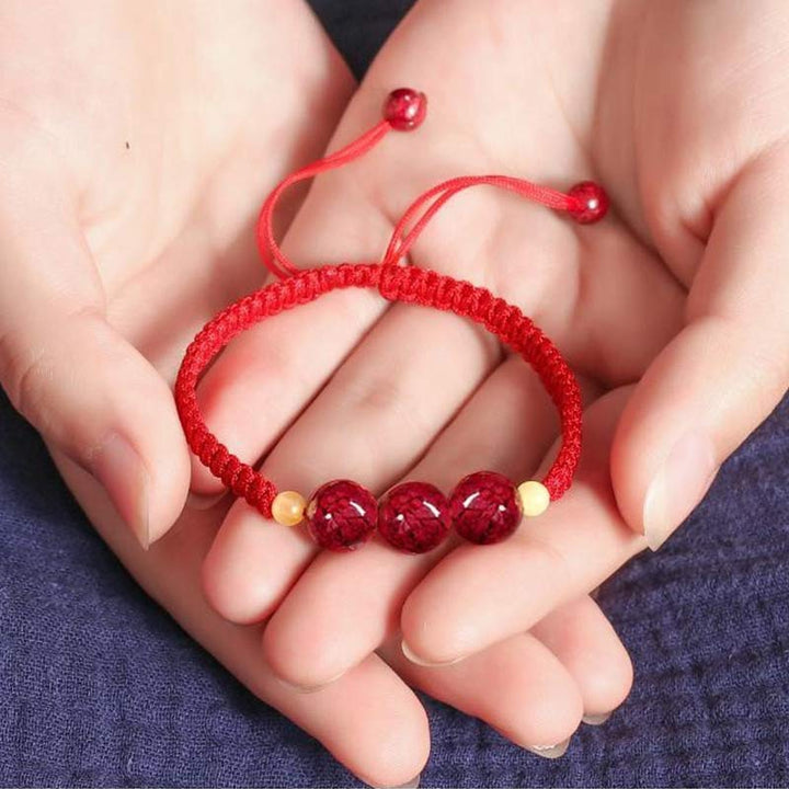 Buddha Stones Cinnabar Blessing Rode Armband met Koord voor Kinderen - image 3