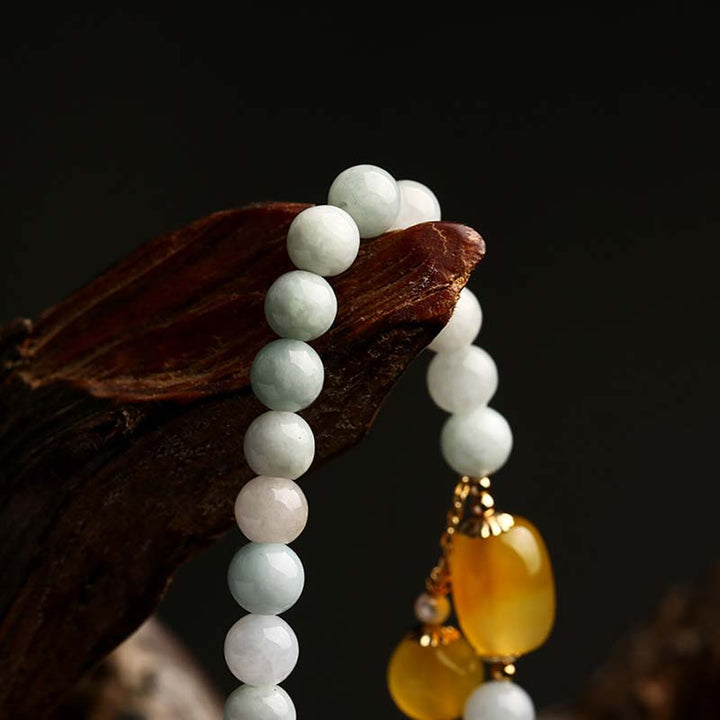 Buddha Stones Armband van natuurlijke witte jade agaat - image 2