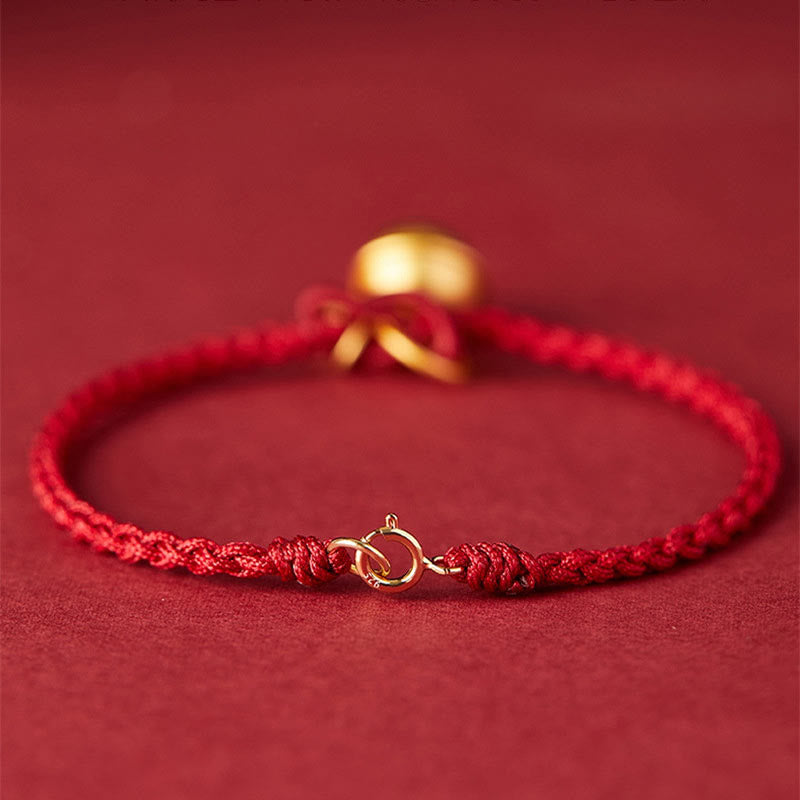 Buddha Stones Handgemaakte Fu-karakterhanger, geluksbel, rode Armband - image 2