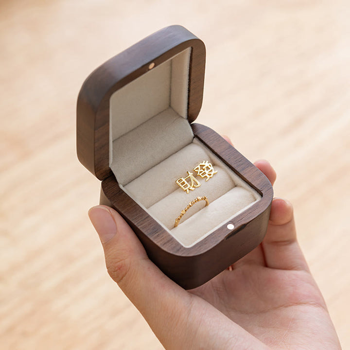 Retro handgemaakte Sieraden opbergdoos in bladmotief, houten geschenkdoos - image 1