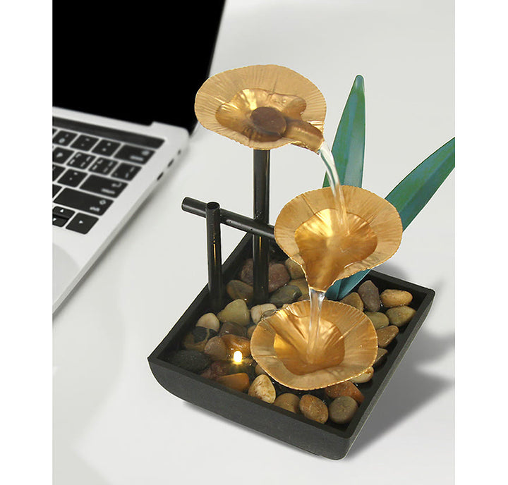 Buddha Stones Drie lagen watervalfontein tafeldecoratie met lotusbloemen en rivierstenen - image 11