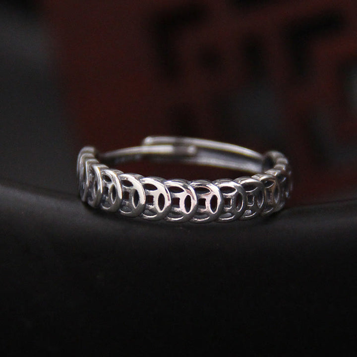 Buddha Stones Vintage koperen muntvormige Ring , verstelbaar - Koperen Ring - image 0