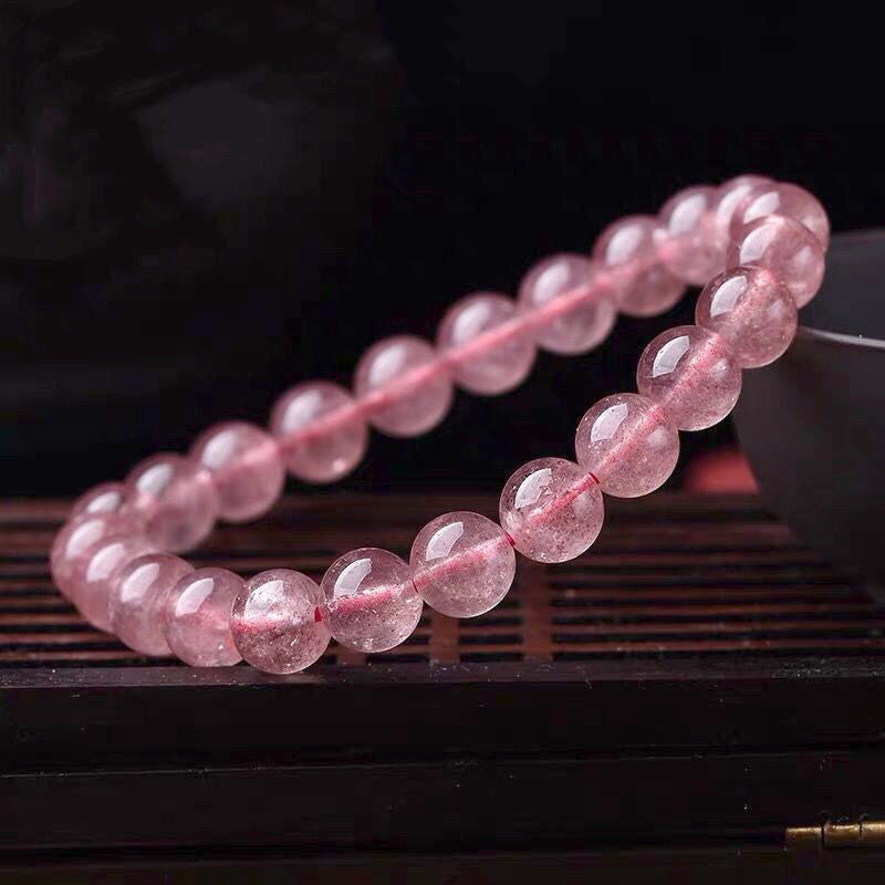 Buddha Stones Armband van natuurlijke rozenkwarts met de tekst &