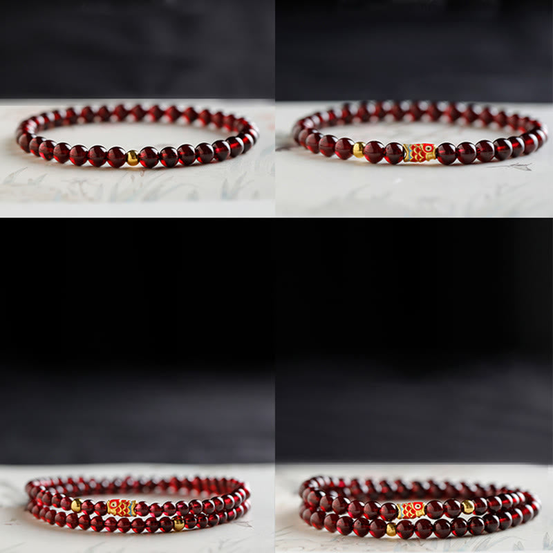 Buddha Stones 999 Gouden Koi Vis Armband met Natuurlijke Granaat - image 17