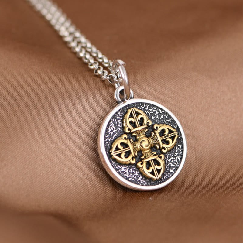 Buddha Stones 925 Sterling Zilveren Dubbele Dorje Vajra Ketting - image 1