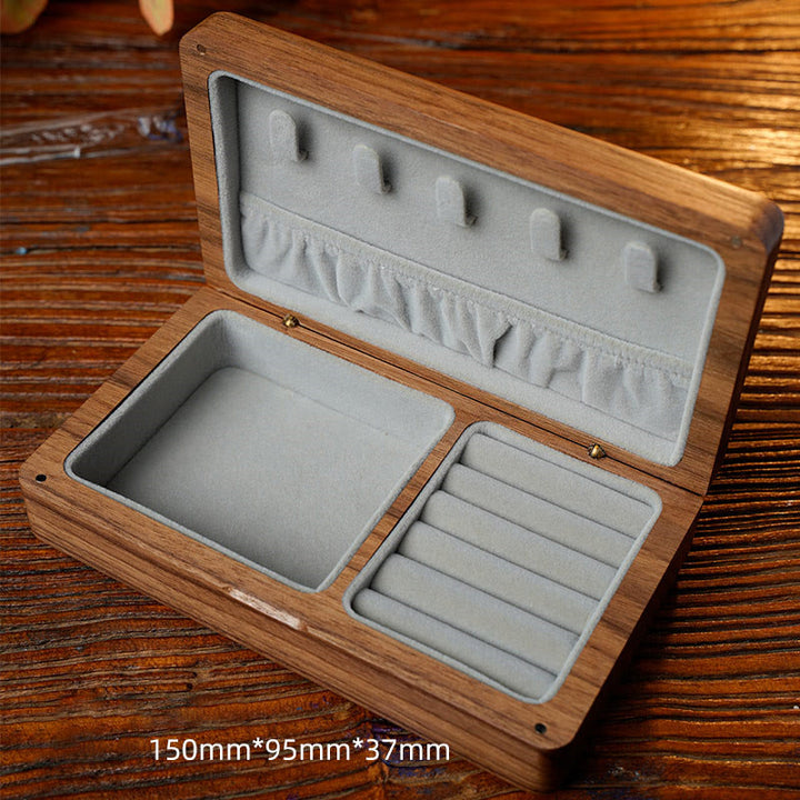 Vintage handgemaakte Sieraden opbergdoos van zwart walnoothout, houten geschenkdoos - image 23